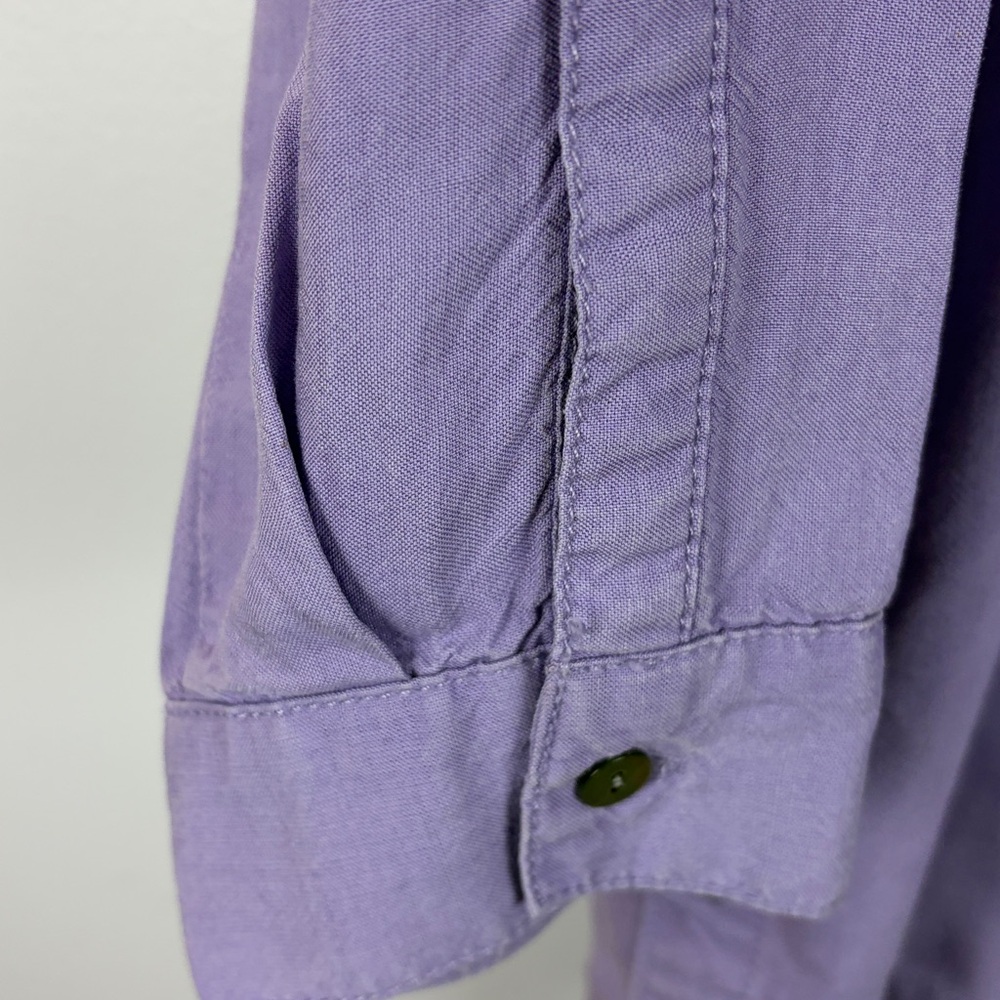 J. Jill Classic Button-Down Long Sleeve Tunic Shirt 100% Tencel Large Lavender - Picture 8 of 12